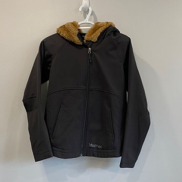 Marmot Faux Fur Hood Black Zip Jacket in Black - Picture 4 of 13